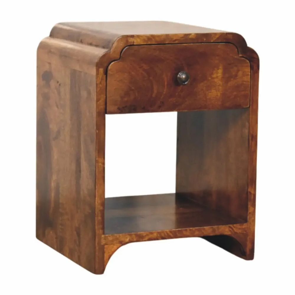Tables de nuit - Artisan Furniture en bois massif Newton Mini Commodenut Table de chevet avec a drawer et open shelf, Marron Foncé - ARTISAN FURNITURE