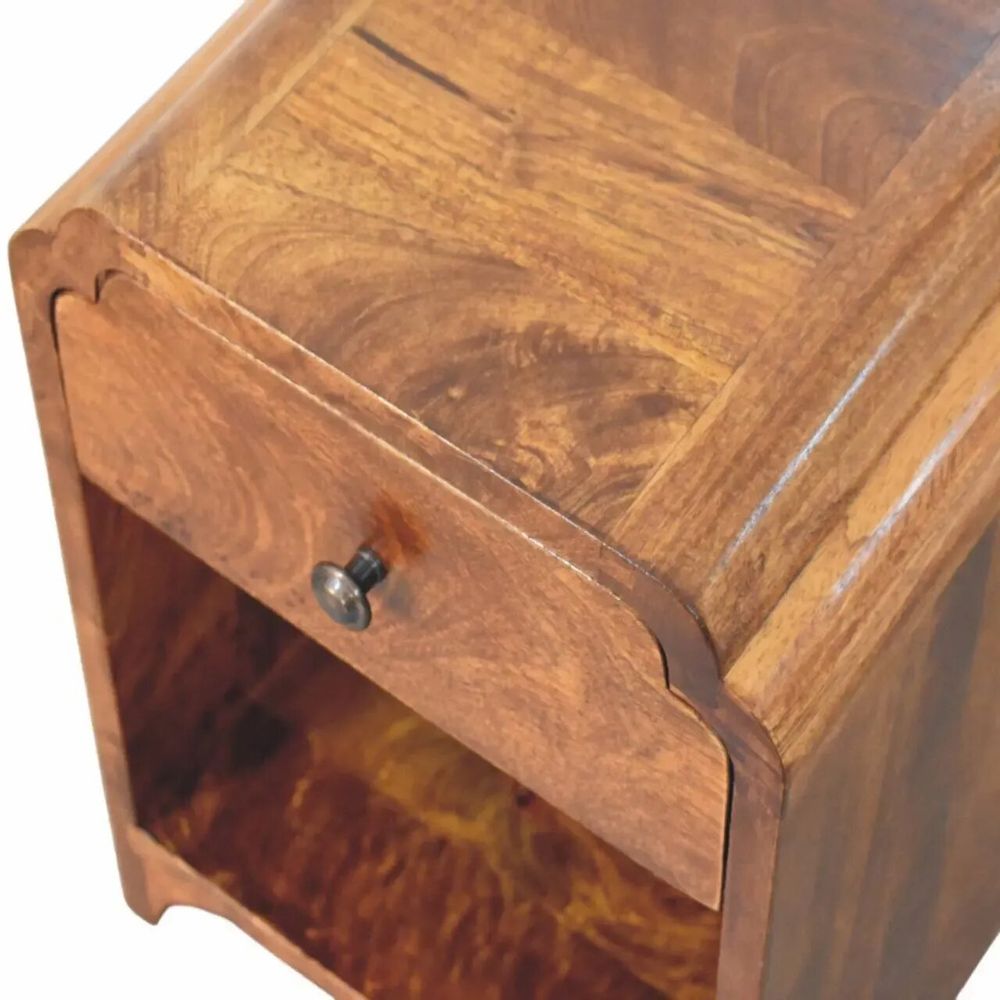 Tables de nuit - Artisan Furniture en bois massif Newton Mini Commodenut Table de chevet avec a drawer et open shelf, Marron Foncé - ARTISAN FURNITURE