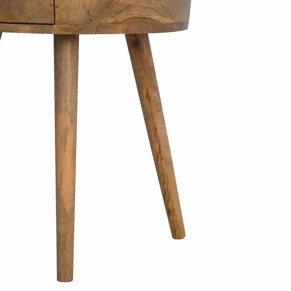 Tables de nuit - Artisan Furniture en bois massif Nordique De forme circulaire Table de chevet, 1 Tiroir, Beige - ARTISAN FURNITURE