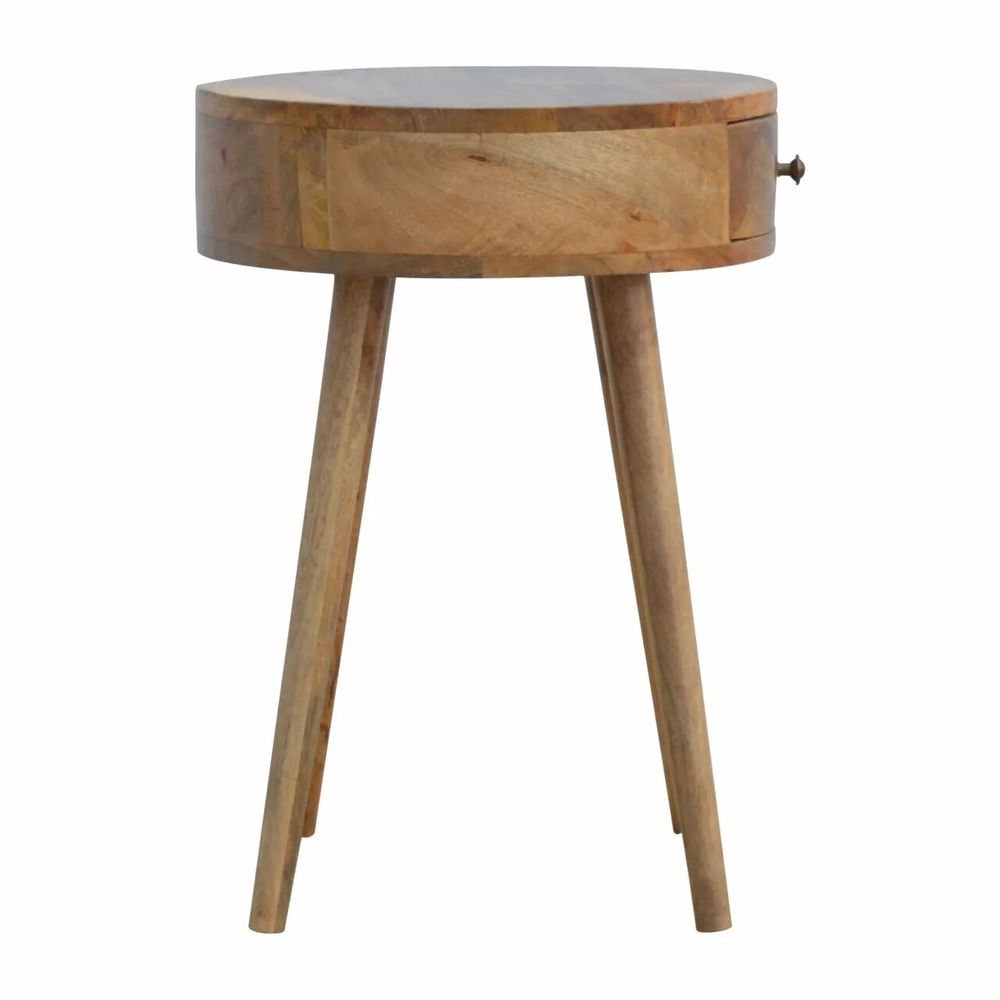 Tables de nuit - Artisan Furniture en bois massif Nordique De forme circulaire Table de chevet, 1 Tiroir, Beige - ARTISAN FURNITURE