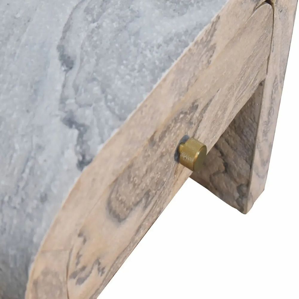 Night tables - Artisan Furniture Solid Wood Nouveau Nightstand, 1 Drawer, Laminated Marble Effect-White - ARTISAN FURNITURE