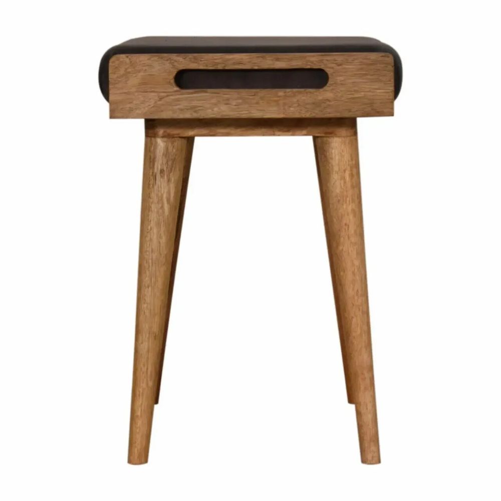 Stools - Artisan Furniture Solid Wood Upholstered Grey Velvet Tray Style Footstool, Brown & Grey - ARTISAN FURNITURE