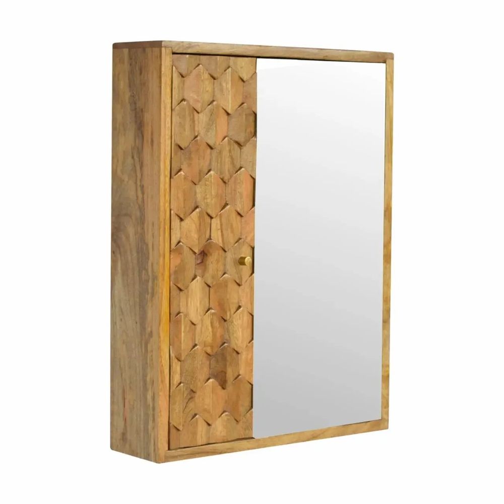 Buffets - Artisan Furniture en bois massif Pineapple Carved Miroir Armoire, Beige - ARTISAN FURNITURE