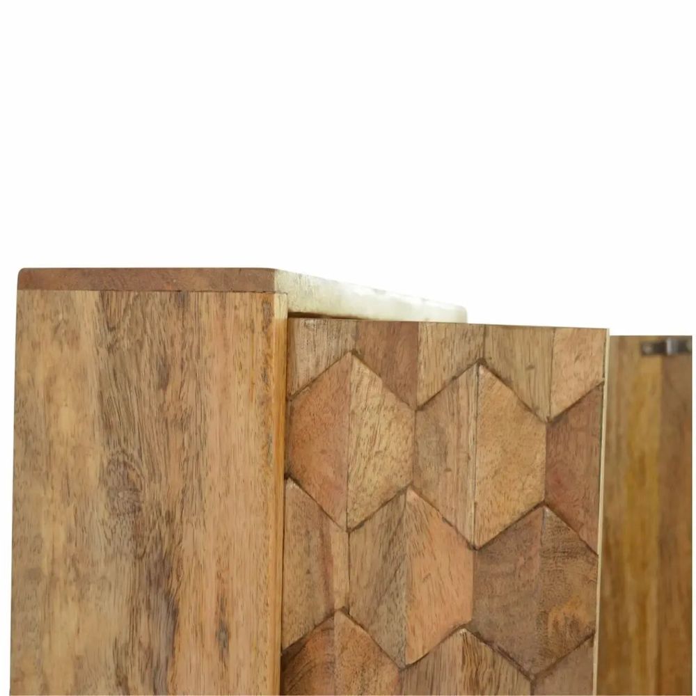 Buffets - Artisan Furniture en bois massif Pineapple Carved Miroir Armoire, Beige - ARTISAN FURNITURE