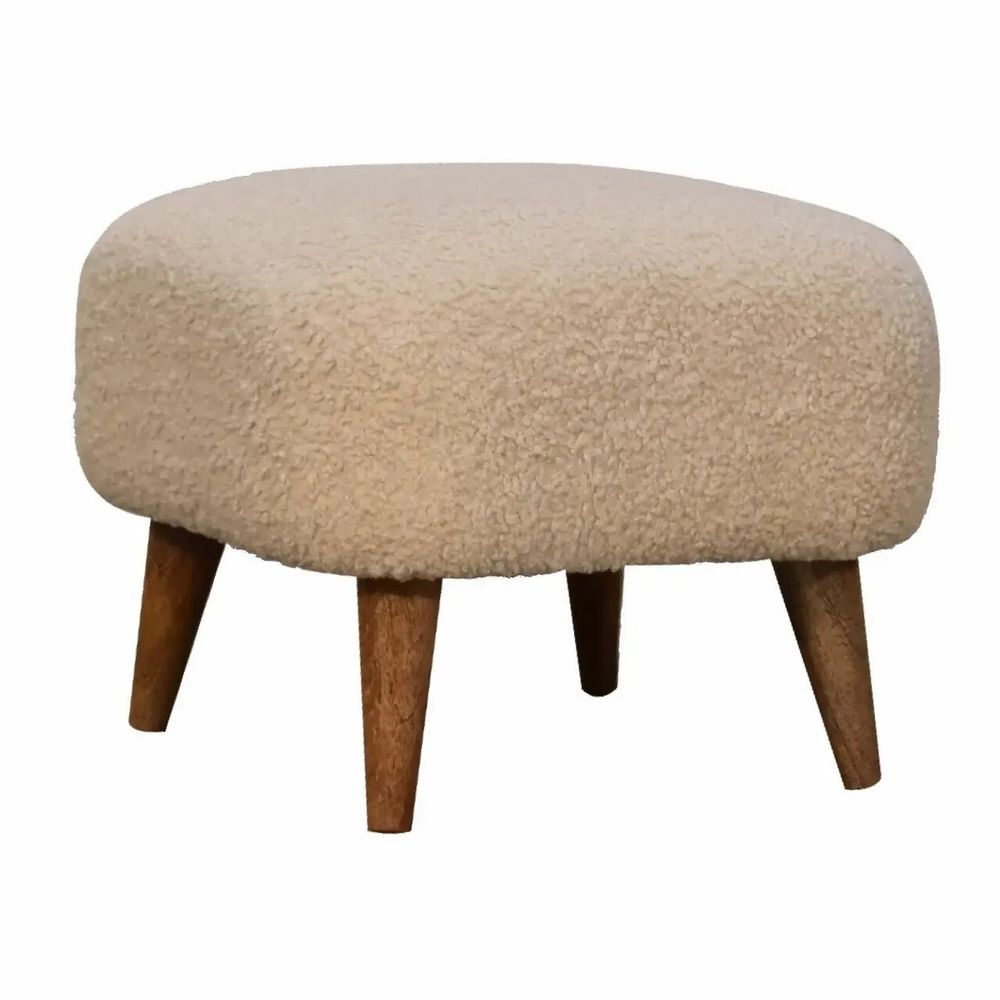 Poufs - Artisan Furniture en bois massif Rembourré Boucle Cream Square Repose-pieds, Marron et Cream - ARTISAN FURNITURE