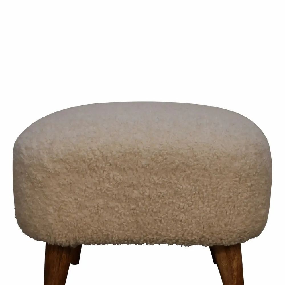 Poufs - Artisan Furniture en bois massif Rembourré Boucle Cream Square Repose-pieds, Marron et Cream - ARTISAN FURNITURE