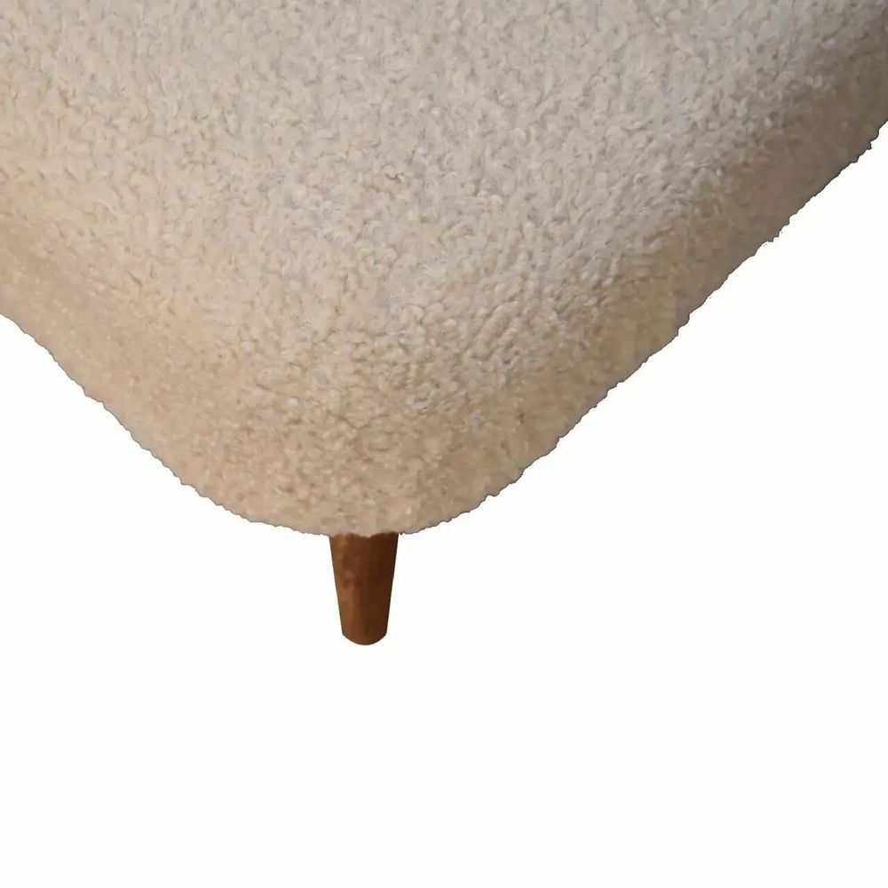 Poufs - Artisan Furniture en bois massif Rembourré Boucle Cream Square Repose-pieds, Marron et Cream - ARTISAN FURNITURE