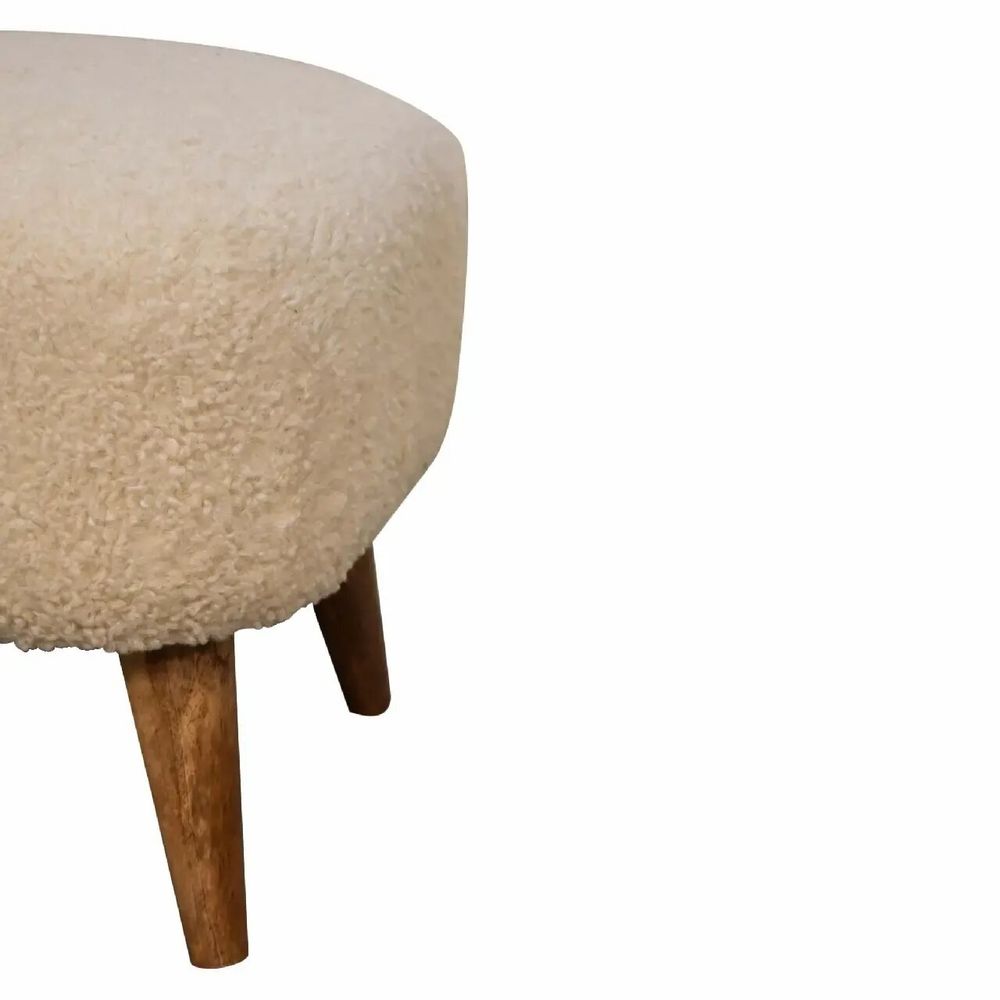 Poufs - Artisan Furniture en bois massif Rembourré Boucle Cream Square Repose-pieds, Marron et Cream - ARTISAN FURNITURE
