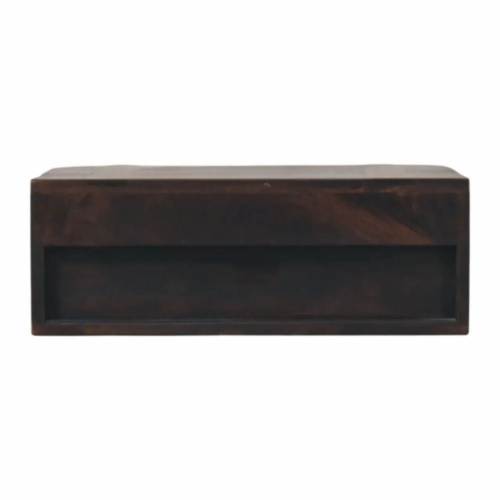 Night tables - Artisan Furniture Solid Wood Rattan Curve Wall-Mounted Drawer, 1 Drawer, Dark Brown - ARTISAN FURNITURE