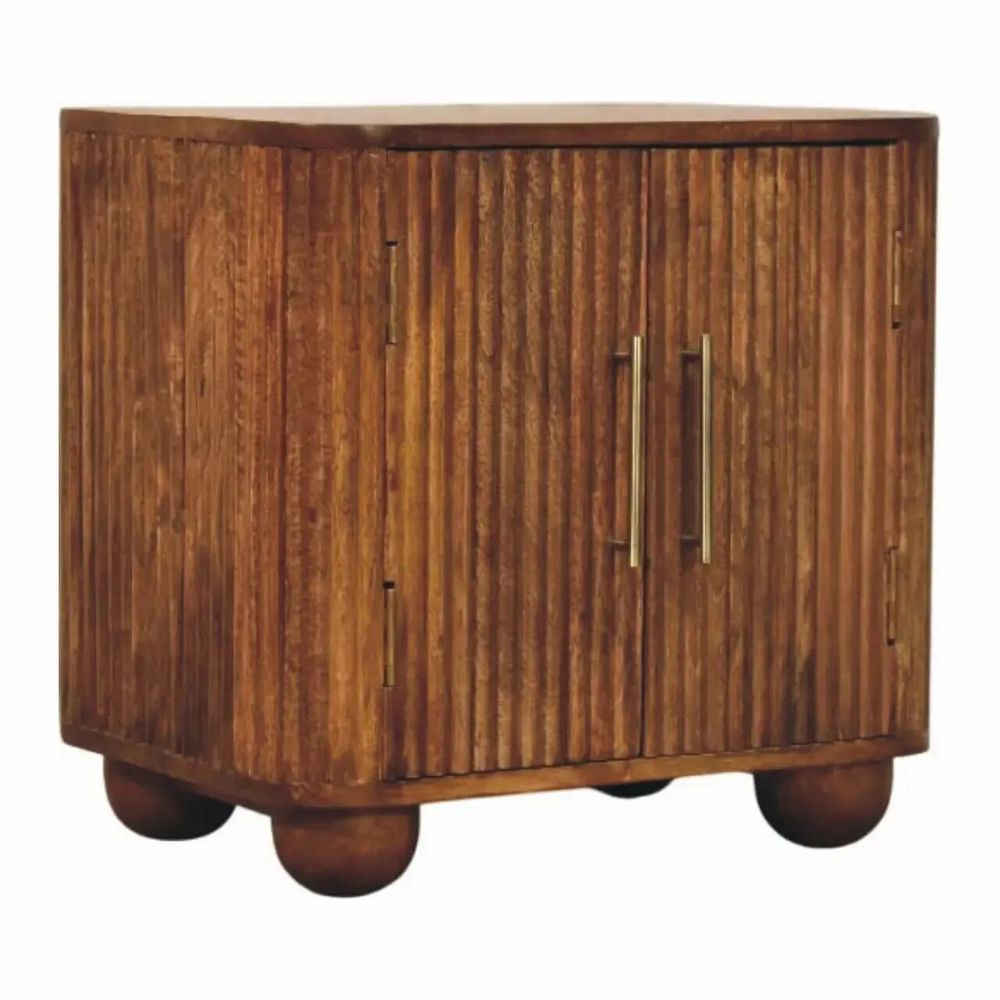Buffets - Artisan Furniture en bois massif Solis Fluted Mini Buffet, 2 Portes, 2 Étagères, Marron - ARTISAN FURNITURE