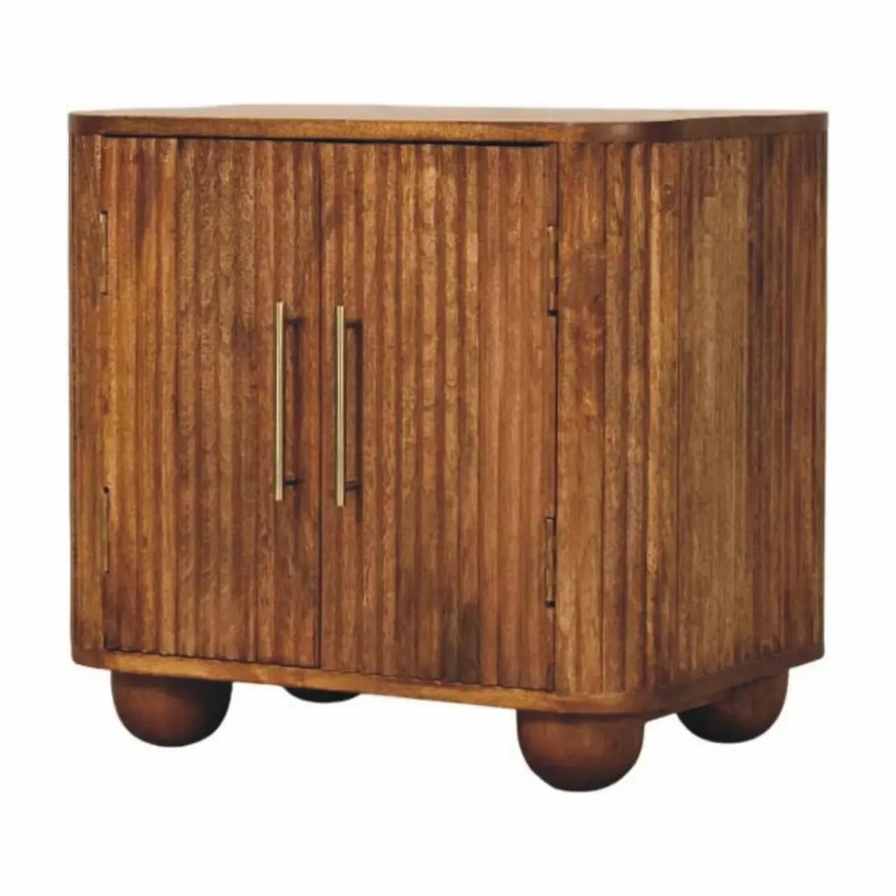 Buffets - Artisan Furniture en bois massif Solis Fluted Mini Buffet, 2 Portes, 2 Étagères, Marron - ARTISAN FURNITURE