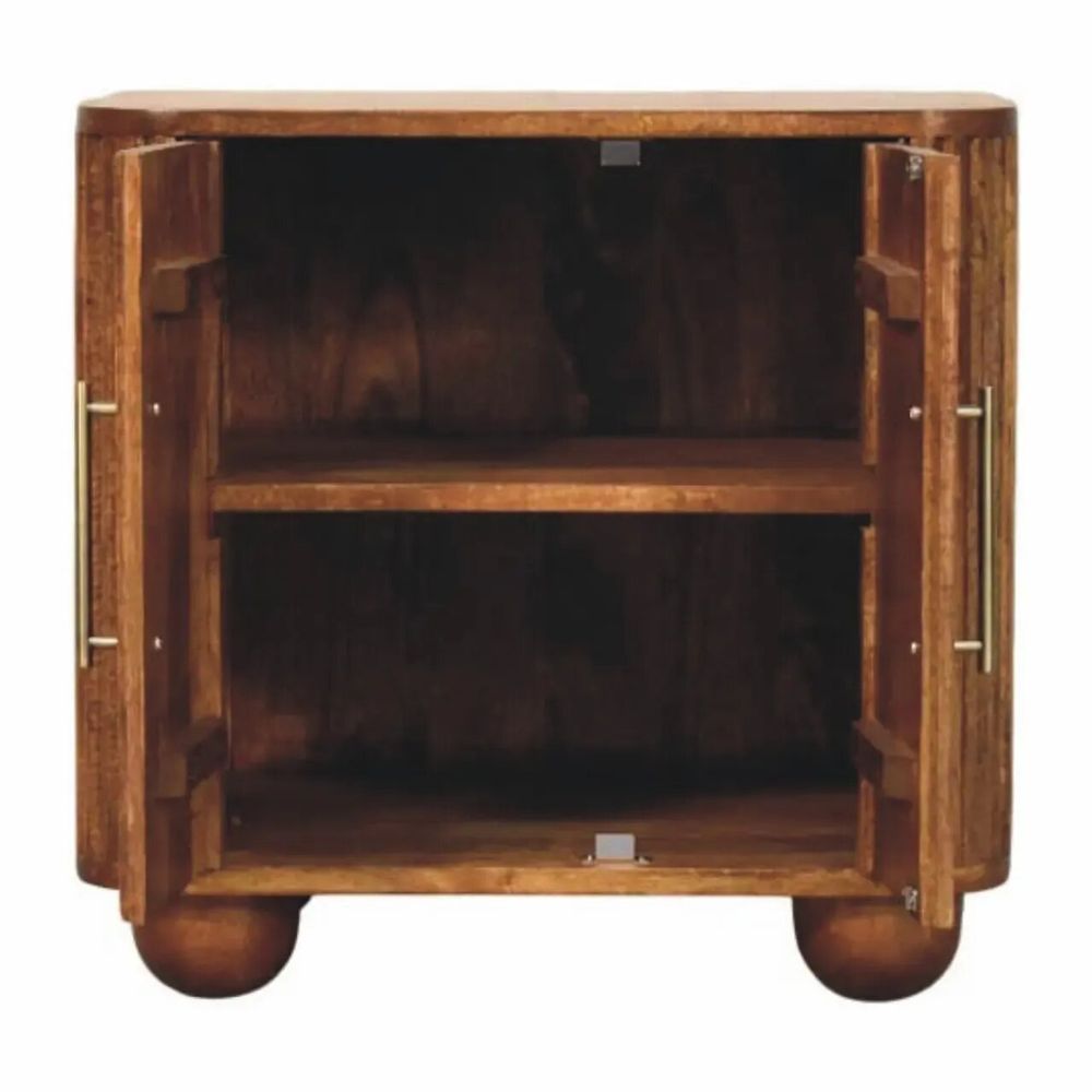 Buffets - Artisan Furniture en bois massif Solis Fluted Mini Buffet, 2 Portes, 2 Étagères, Marron - ARTISAN FURNITURE