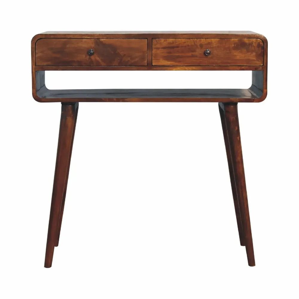 Consoles - Artisan Furniture en bois massif Sonata Commodenut Console, 2 Tiroirs et Niche ouverte, Marron Foncé - ARTISAN FURNITURE