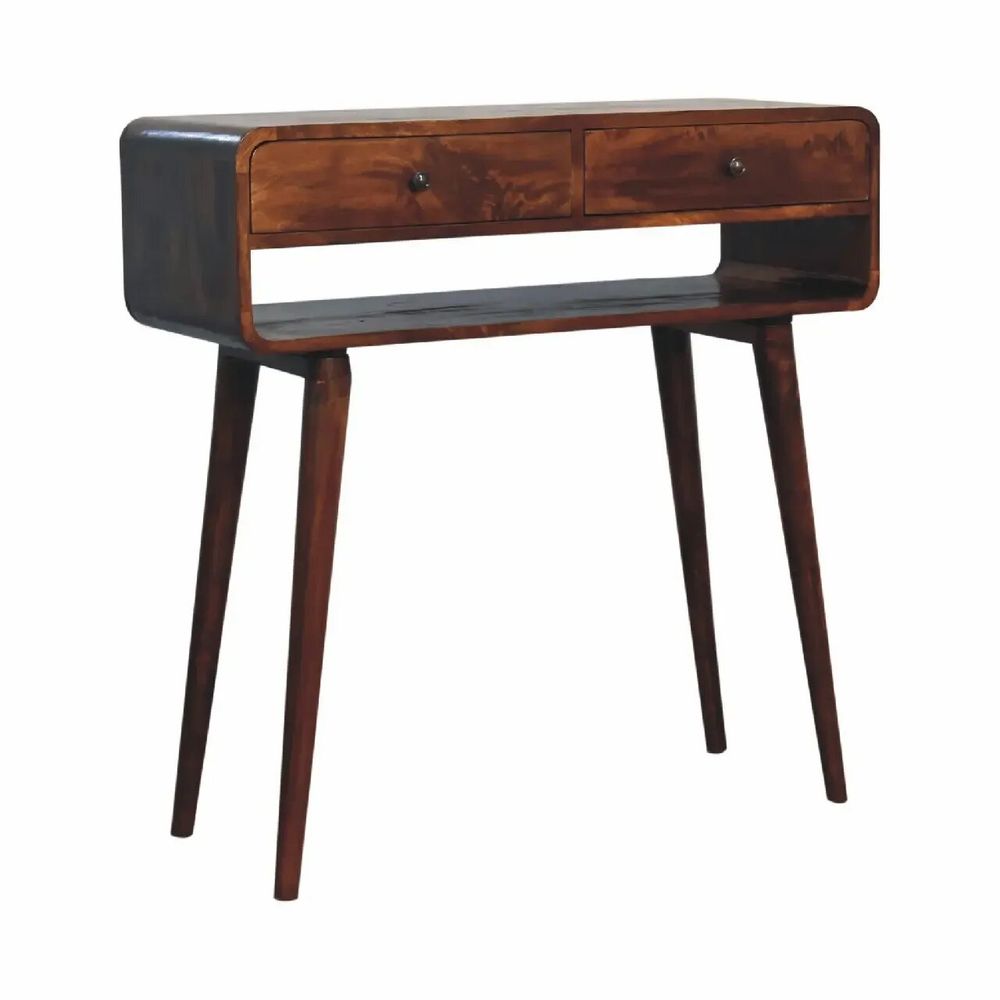 Consoles - Artisan Furniture en bois massif Sonata Commodenut Console, 2 Tiroirs et Niche ouverte, Marron Foncé - ARTISAN FURNITURE