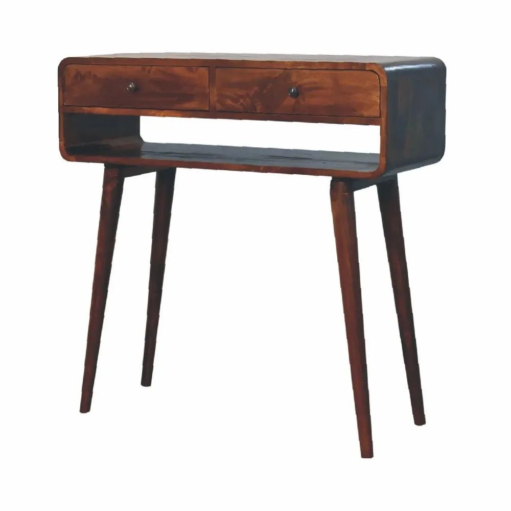Consoles - Artisan Furniture en bois massif Sonata Commodenut Console, 2 Tiroirs et Niche ouverte, Marron Foncé - ARTISAN FURNITURE