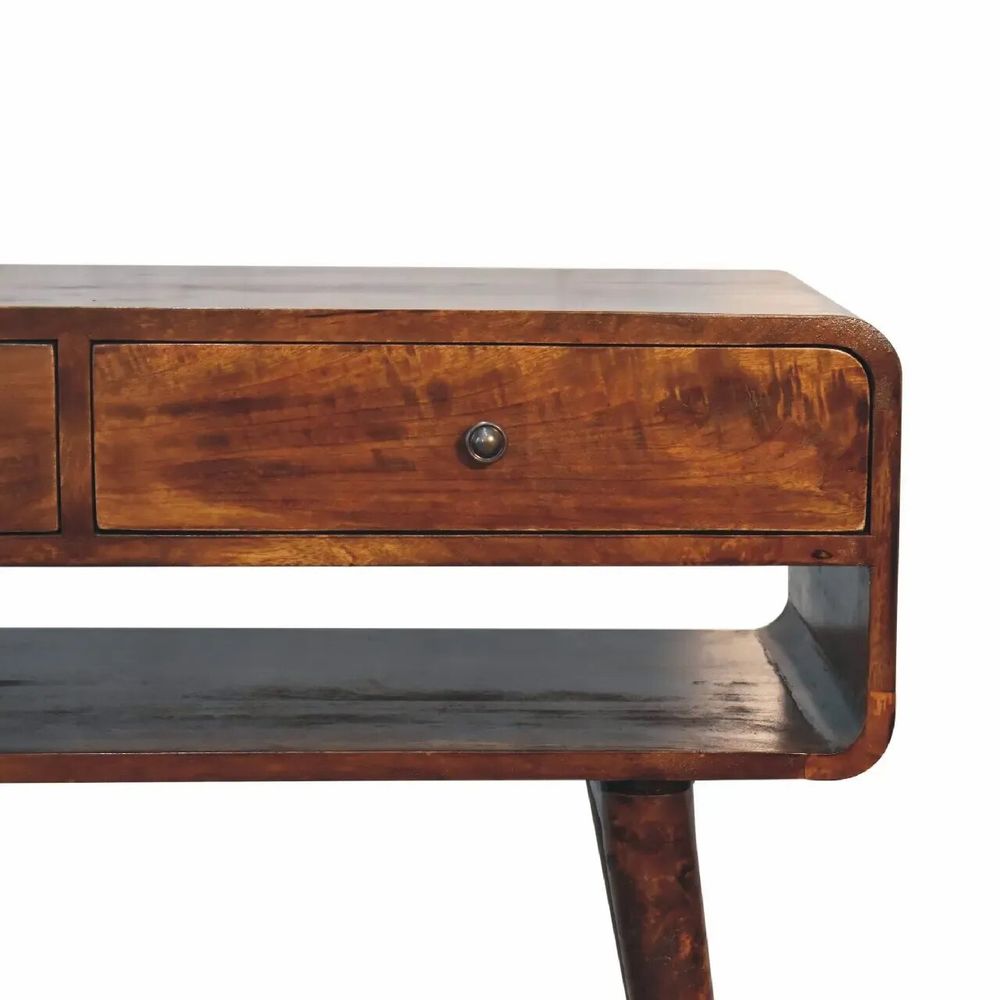 Consoles - Artisan Furniture en bois massif Sonata Commodenut Console, 2 Tiroirs et Niche ouverte, Marron Foncé - ARTISAN FURNITURE