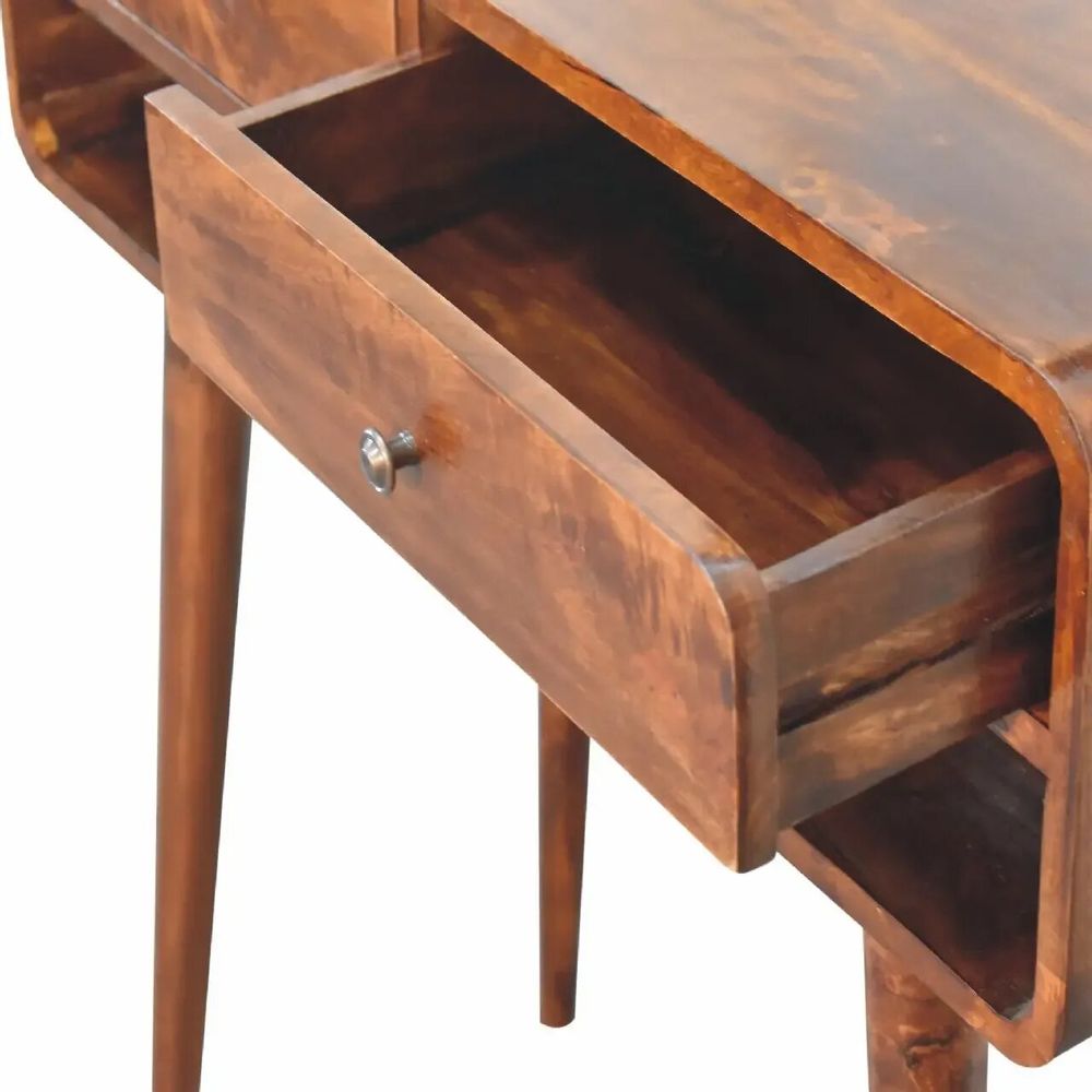 Consoles - Artisan Furniture en bois massif Sonata Commodenut Console, 2 Tiroirs et Niche ouverte, Marron Foncé - ARTISAN FURNITURE