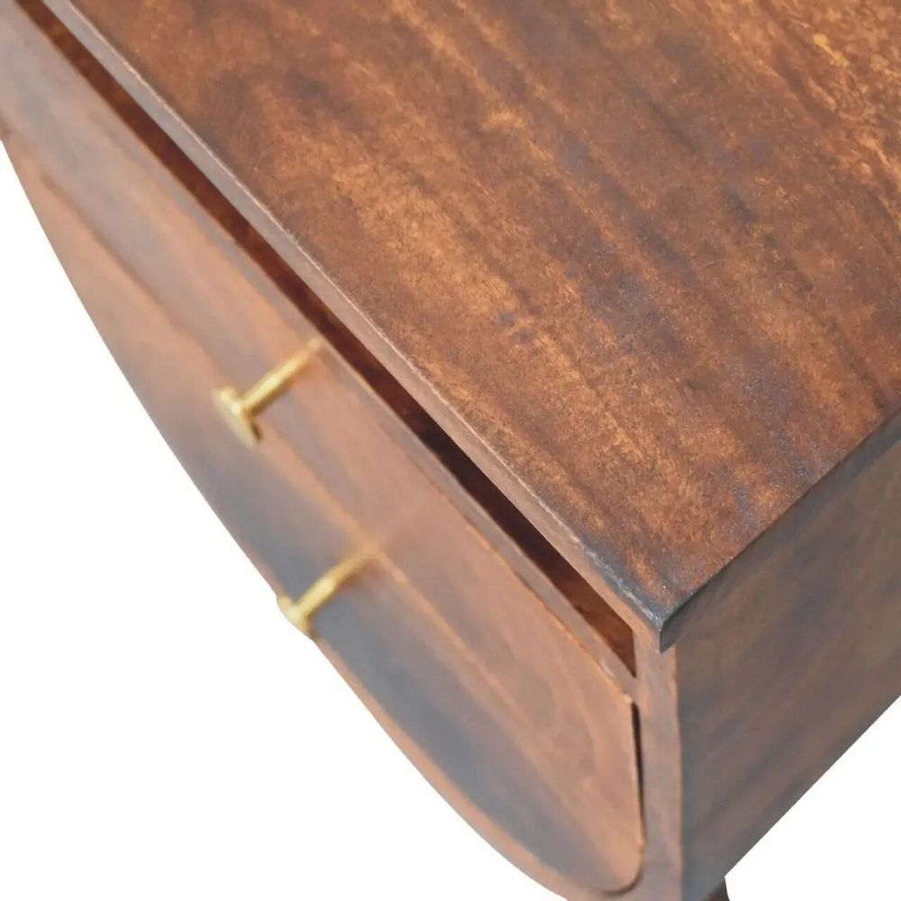 Night tables - Artisan Furniture Solid Wood Split Chestnut Nightstand, 2 Drawers, 1 Open Slot, Dark Brown - ARTISAN FURNITURE