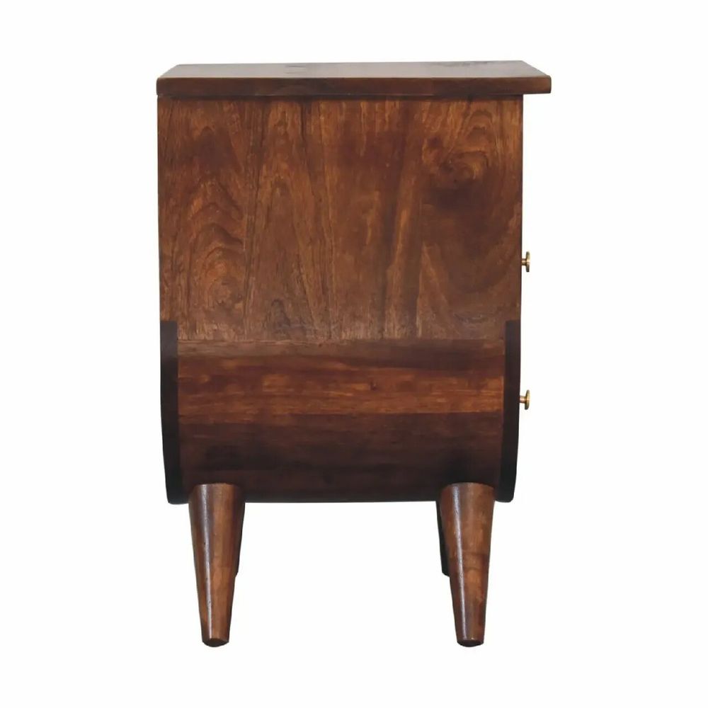 Night tables - Artisan Furniture Solid Wood Split Chestnut Nightstand, 2 Drawers, 1 Open Slot, Dark Brown - ARTISAN FURNITURE