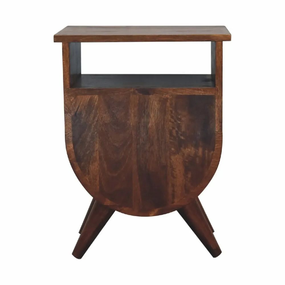 Night tables - Artisan Furniture Solid Wood Split Chestnut Nightstand, 2 Drawers, 1 Open Slot, Dark Brown - ARTISAN FURNITURE