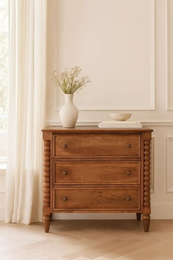 Chests of drawers - Artisan Furniture Solid Wood Spindle Chest, 3 Drawers, Brown - ARTISAN FURNITURE