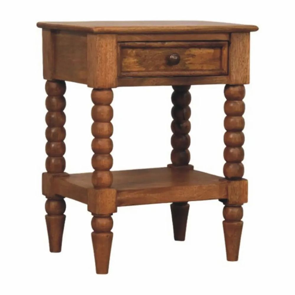 Night tables - Artisan Furniture Solid Wood Spindle Nightstand, 1 Drawer, 1 Shelf, Brown - ARTISAN FURNITURE