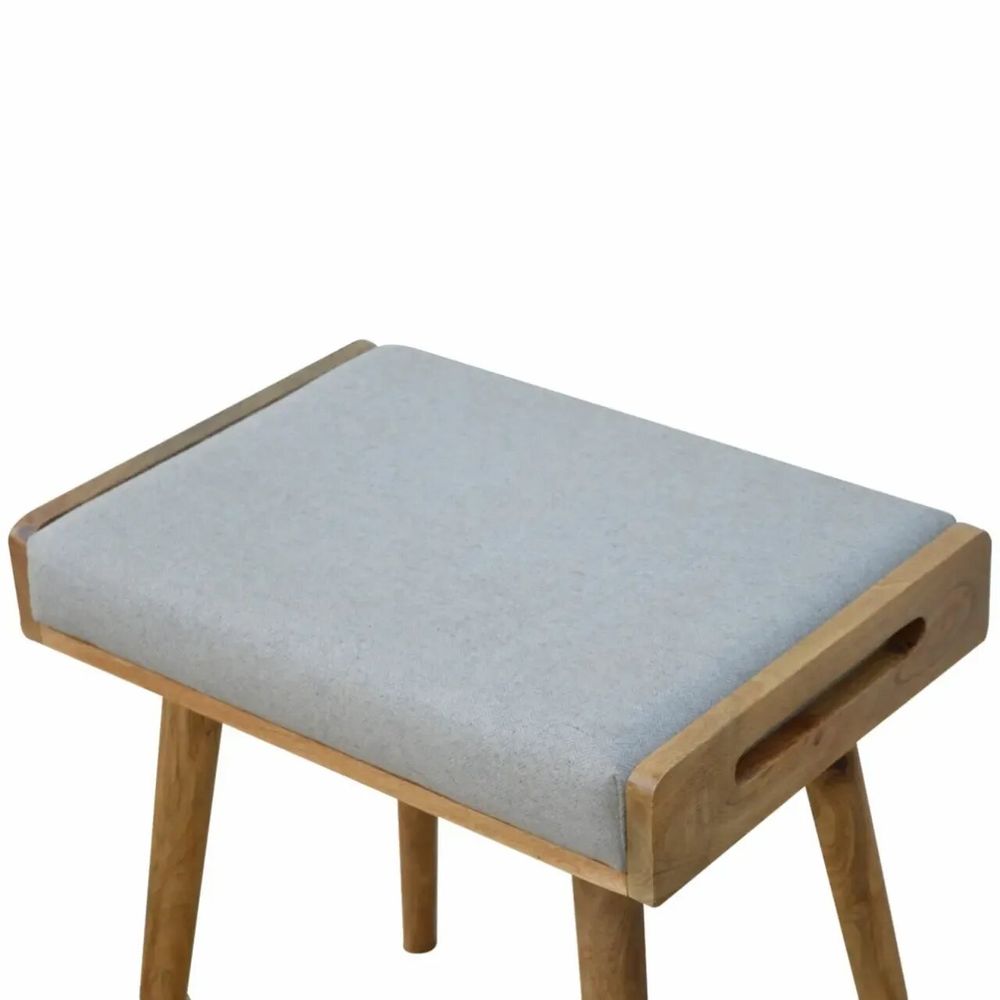 Stools - Artisan Furniture Solid Wood Tweed Tray Style Footstool, Upholstered, Nordic Legs, Grey and Brown - ARTISAN FURNITURE