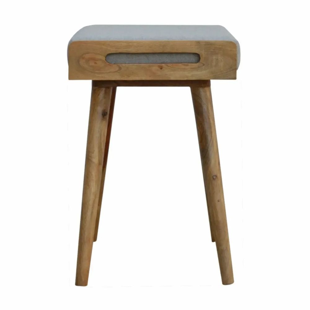 Stools - Artisan Furniture Solid Wood Tweed Tray Style Footstool, Upholstered, Nordic Legs, Grey and Brown - ARTISAN FURNITURE