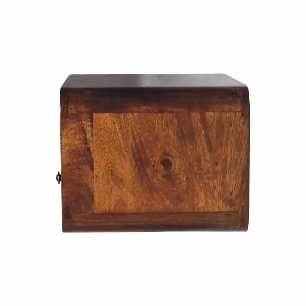 Night tables - Artisan Furniture Solid Wood Large Chestnut Curve Floating Nightstand, 1 Drawer and Open Slot, Dark Brown - ARTISAN FURNITURE