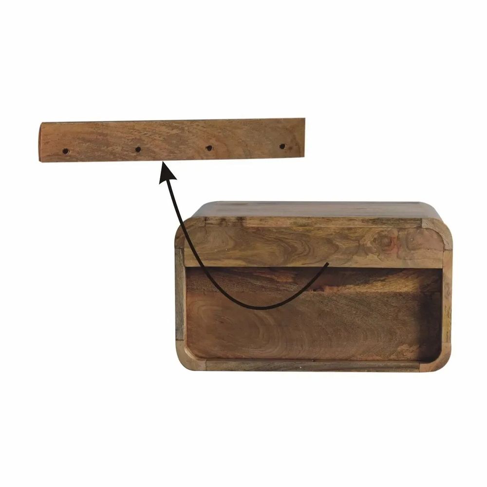 Tables de nuit - Artisan Furniture Grande Table de Nuit Murale Courbe Oak-ish, 1 Tiroir et Fente Ouverte, Beige - ARTISAN FURNITURE