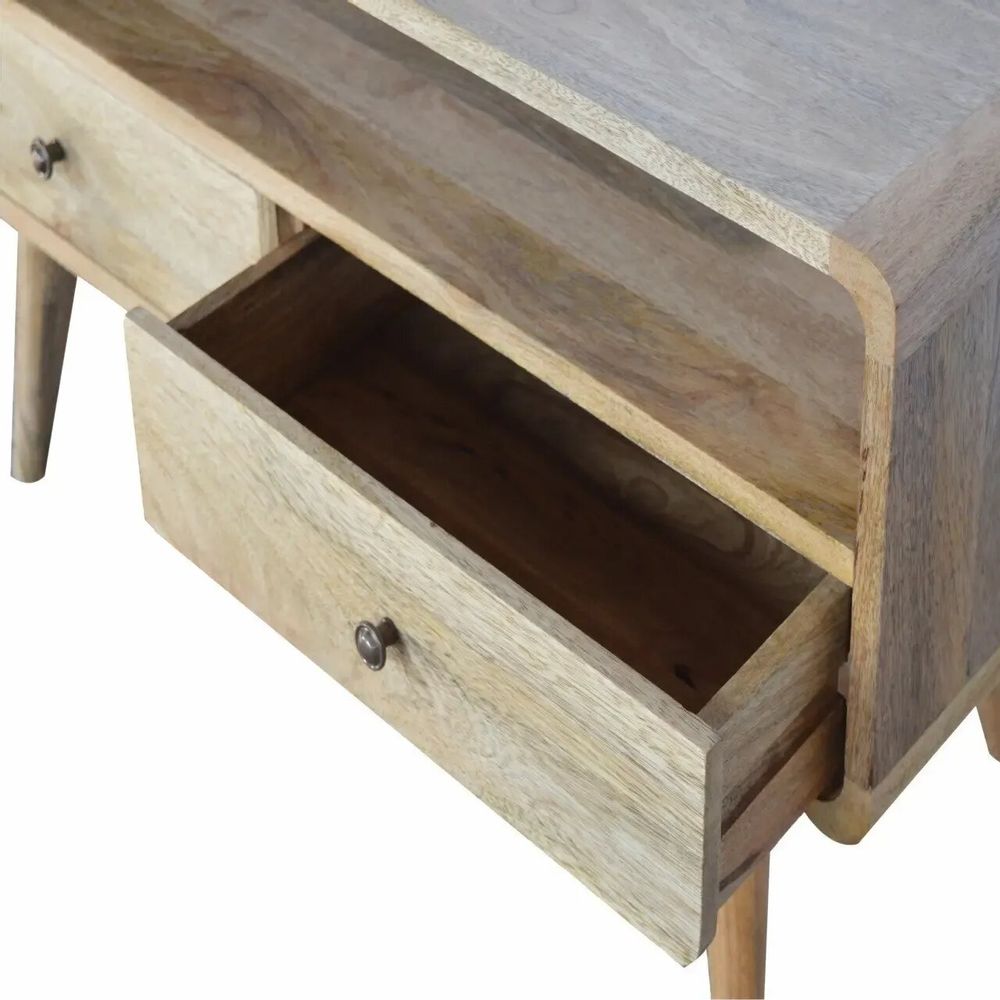 Meubles TV - Artisan Furniture Meuble TV Courbe Oak-ish, 2 Tiroirs et Fente Ouverte, Beige - ARTISAN FURNITURE
