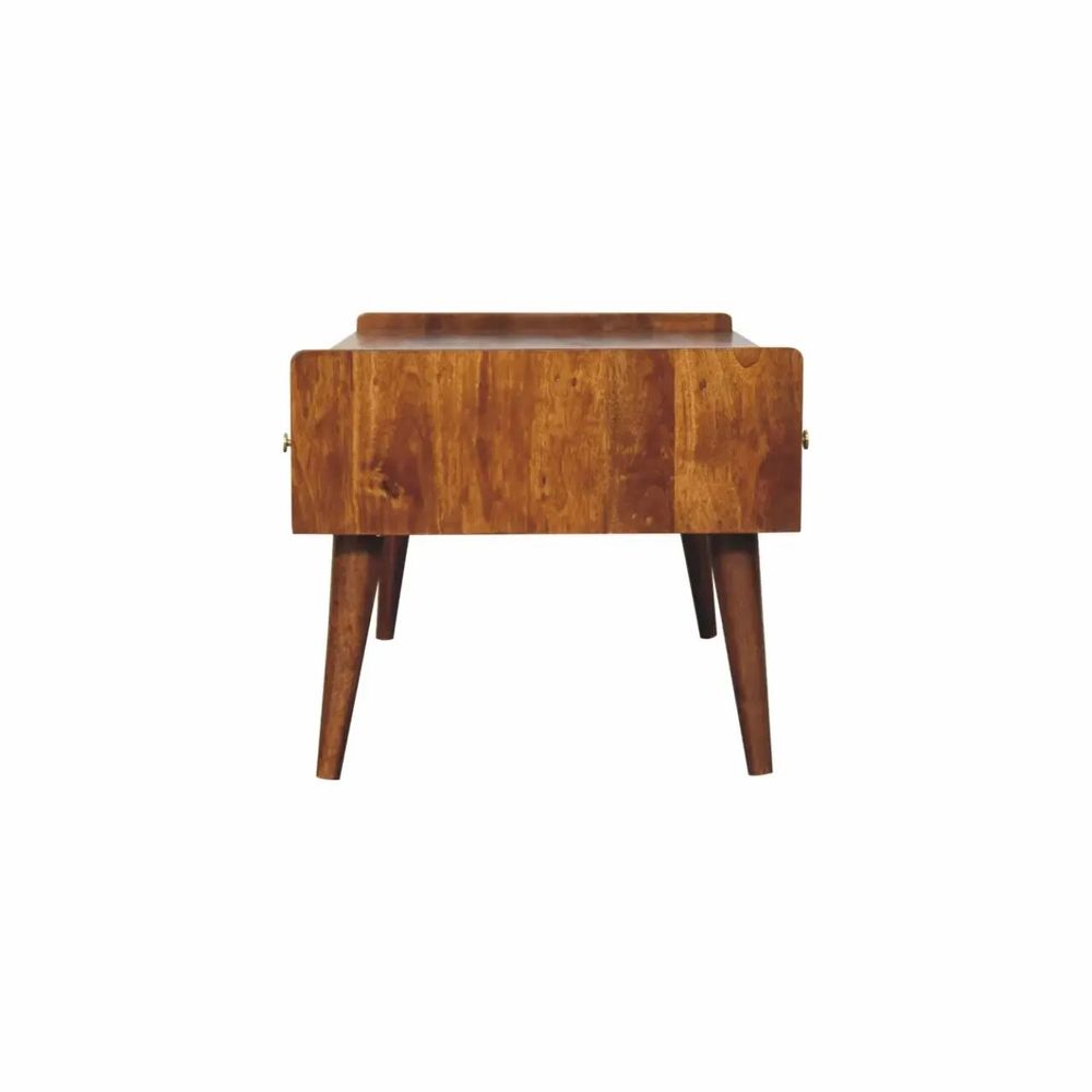 TV stands - Artisan Furniture Solid Wood Elevated Chestnut Media Unit, 4 Drawers and Open Slot, Dark Brown - ARTISAN FURNITURE