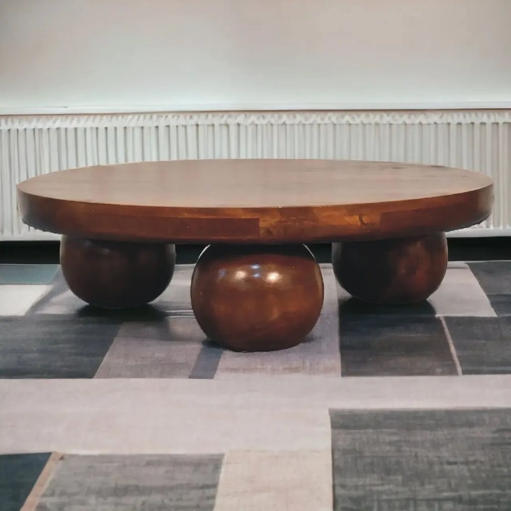 Coffee tables - Artisan Furniture Solid Wood Chestnut Central Ball Table, Dark Brown - ARTISAN FURNITURE