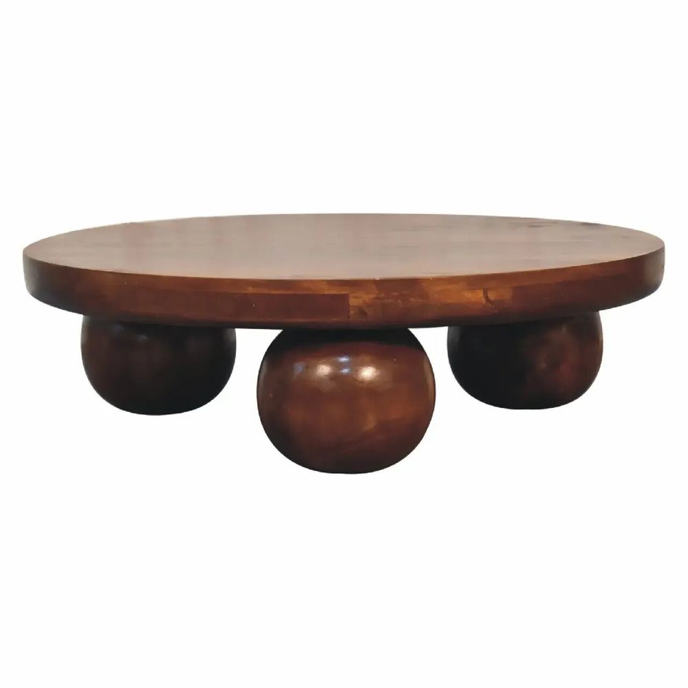 Coffee tables - Artisan Furniture Solid Wood Chestnut Central Ball Table, Dark Brown - ARTISAN FURNITURE