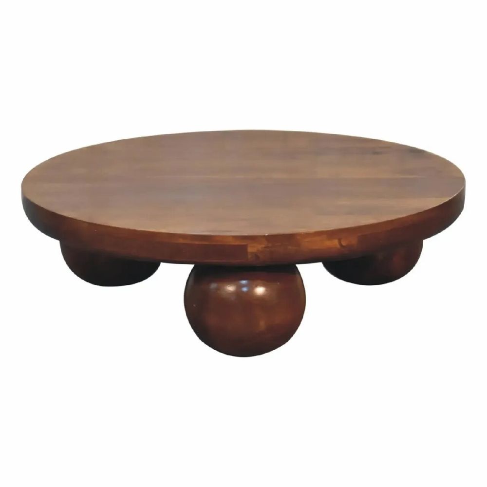 Coffee tables - Artisan Furniture Solid Wood Chestnut Central Ball Table, Dark Brown - ARTISAN FURNITURE
