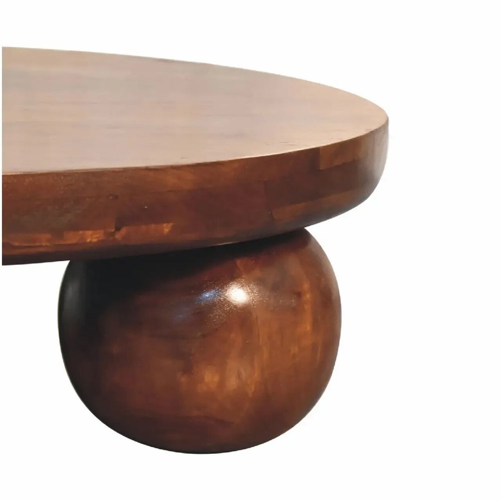 Coffee tables - Artisan Furniture Solid Wood Chestnut Central Ball Table, Dark Brown - ARTISAN FURNITURE