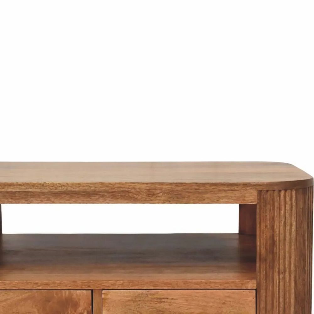 Coffee tables - Artisan Furniture Solid Wood Briarwood Fluted Coffee Table, 2 Drawers, 1 Shelf, Brown - ARTISAN FURNITURE