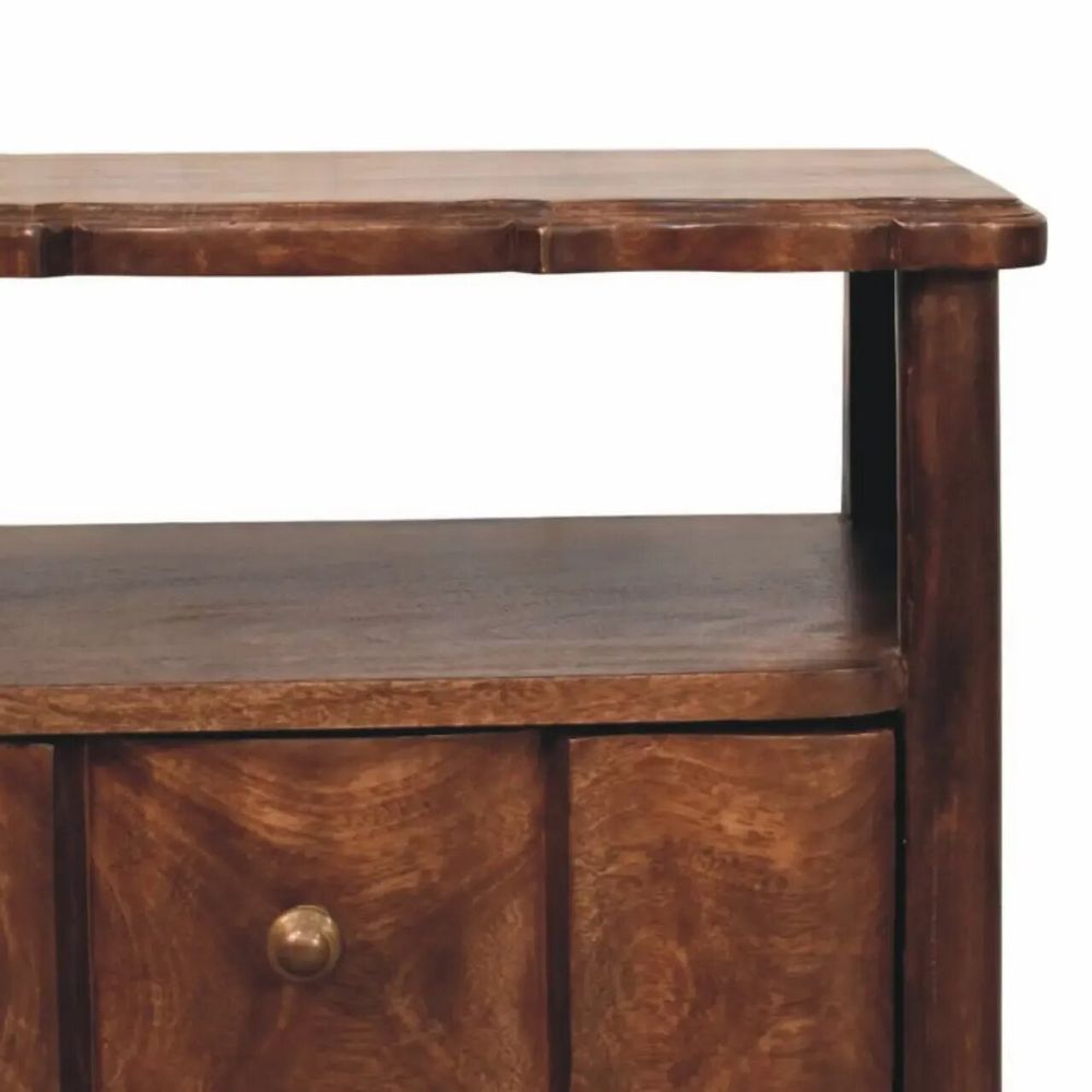 Night tables - Artisan Furniture Solid Wood 2-Drawer Nightstand with Open Shelf, Brown - ARTISAN FURNITURE