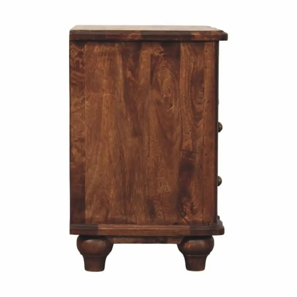 Night tables - Artisan Furniture Solid Wood 2-Drawer Nightstand with Open Shelf, Brown - ARTISAN FURNITURE