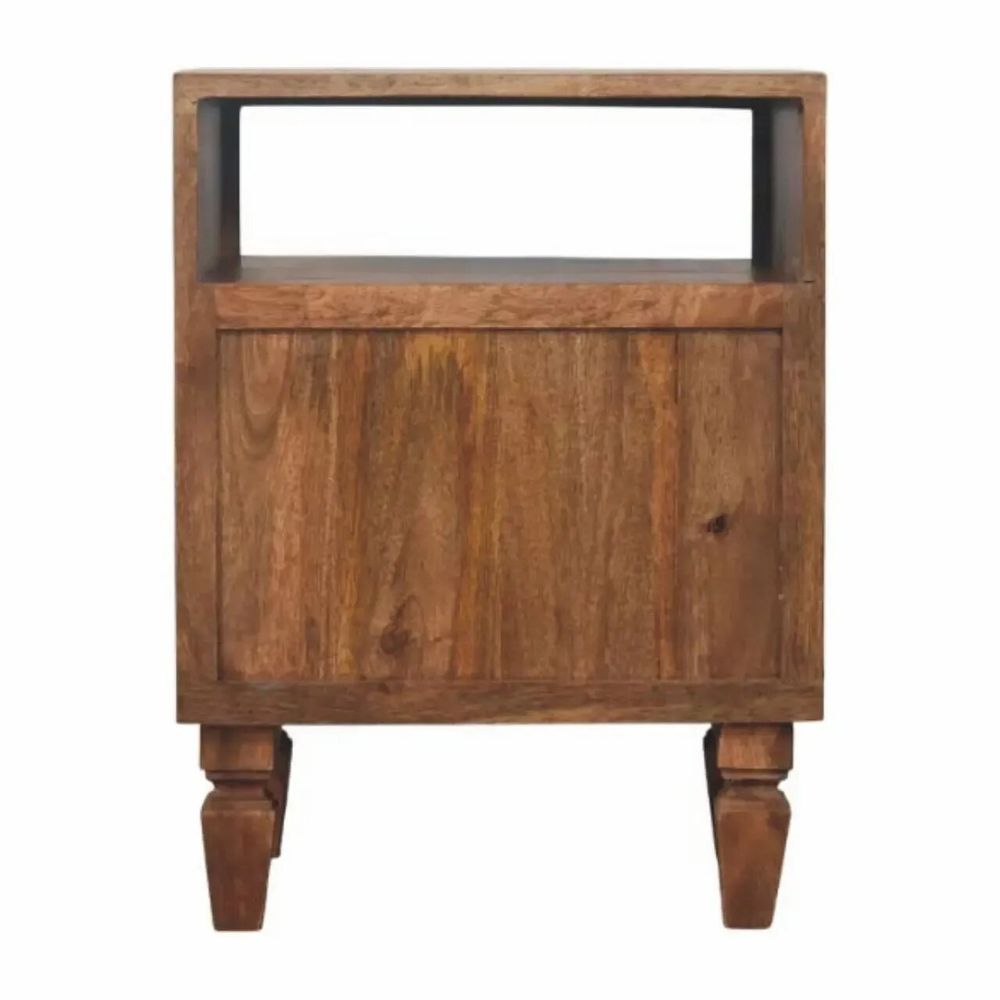 Night tables - Artisan Furniture Solid Wood Arno Nightstand in Golden Teak, 2 Drawers, 1 Open Slot, Brown - ARTISAN FURNITURE