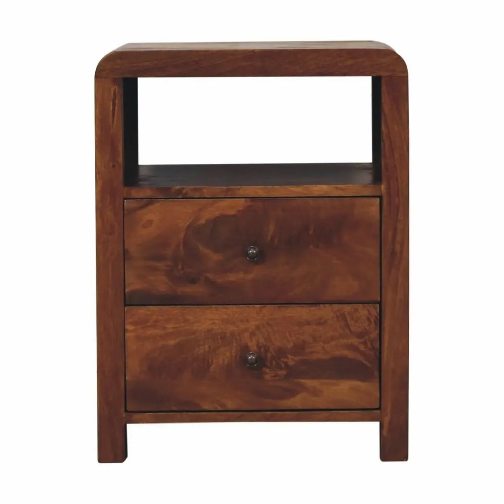 Tables de nuit - Artisan Furniture Table de Chevet Aspen, 2 Tiroirs, 1 Fente Ouverte, Marron Foncé - ARTISAN FURNITURE