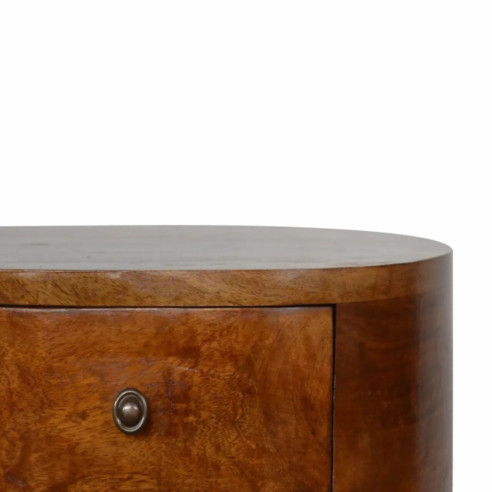 Night tables - Artisan Furniture Solid Wood Chestnut Rounded Nightstand Table, 2 Drawers, Dark Brown - ARTISAN FURNITURE