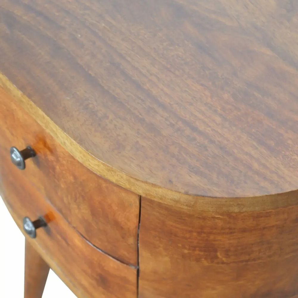 Night tables - Artisan Furniture Solid Wood Chestnut Rounded Nightstand Table, 2 Drawers, Dark Brown - ARTISAN FURNITURE