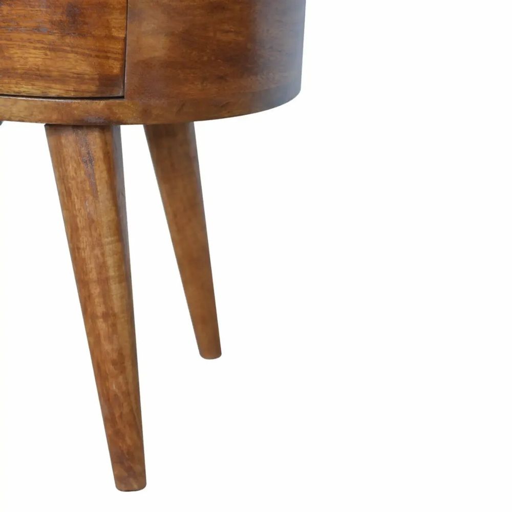 Night tables - Artisan Furniture Solid Wood Chestnut Rounded Nightstand Table, 2 Drawers, Dark Brown - ARTISAN FURNITURE