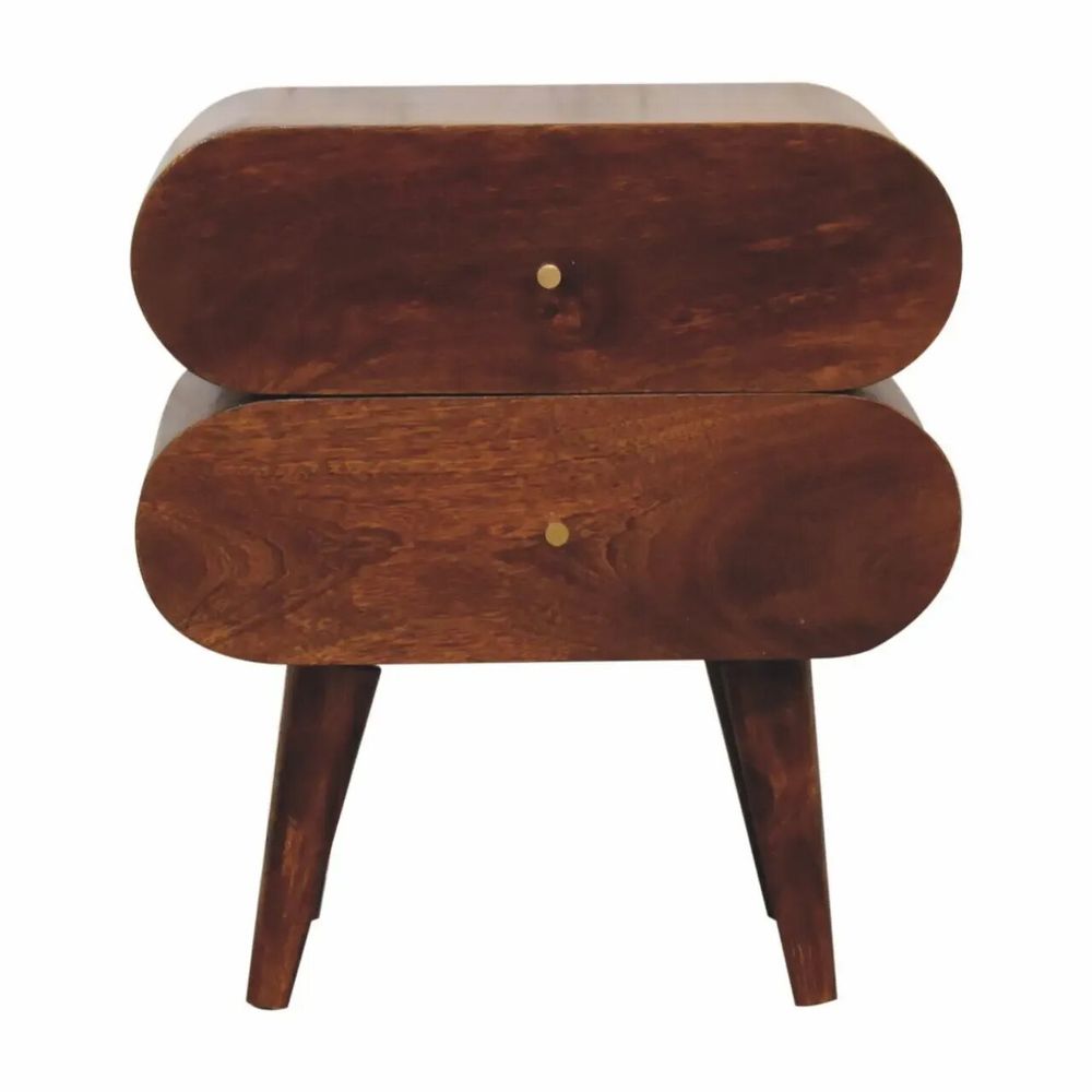 Night tables - Artisan Furniture Solid Wood Bubble Chestnut Nightstand, 2 Drawers, Dark Brown - ARTISAN FURNITURE