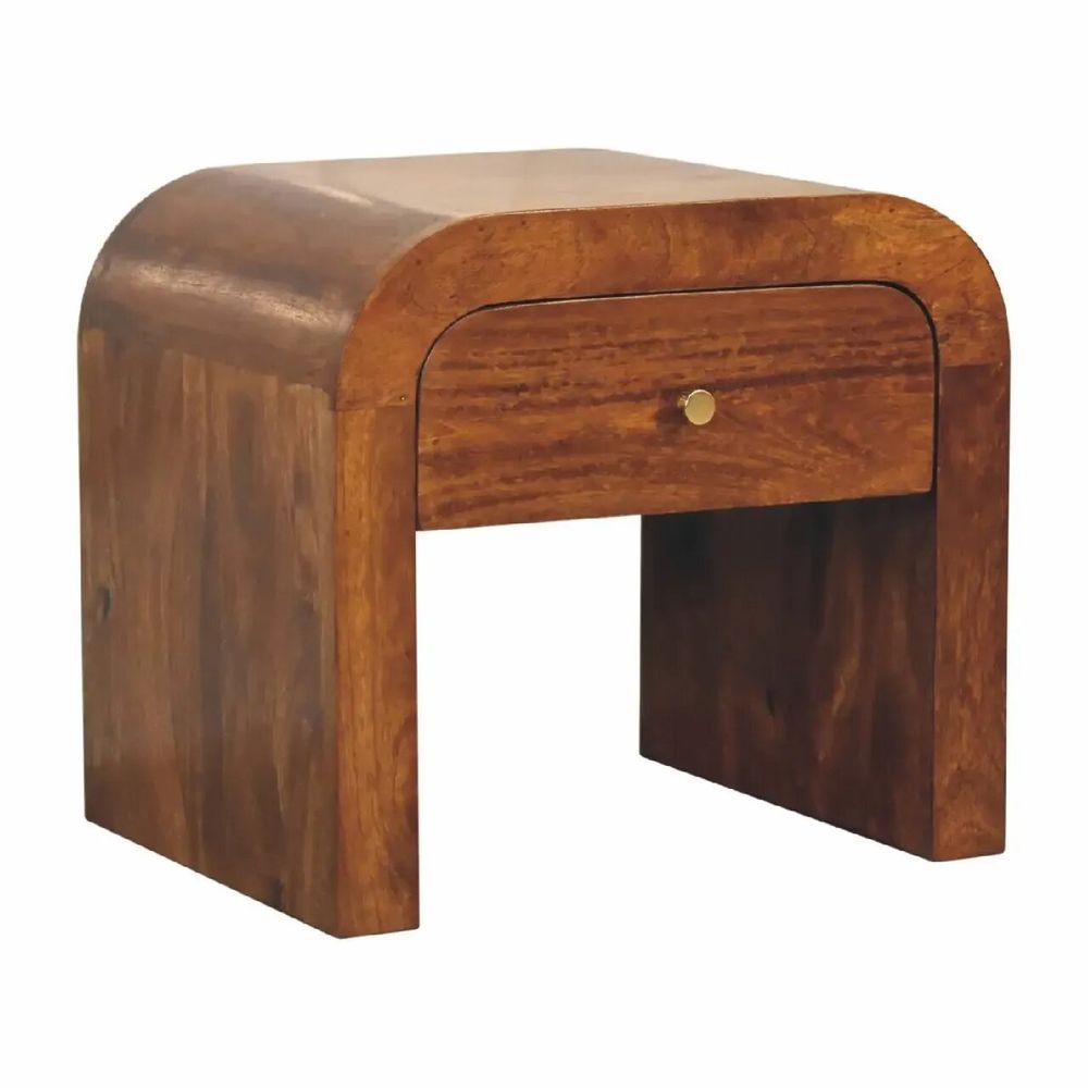 Chiffonniers - Artisan Furniture Table de Nuit Darcy Arrondie, 3 Tiroirs, Marron Foncé - ARTISAN FURNITURE