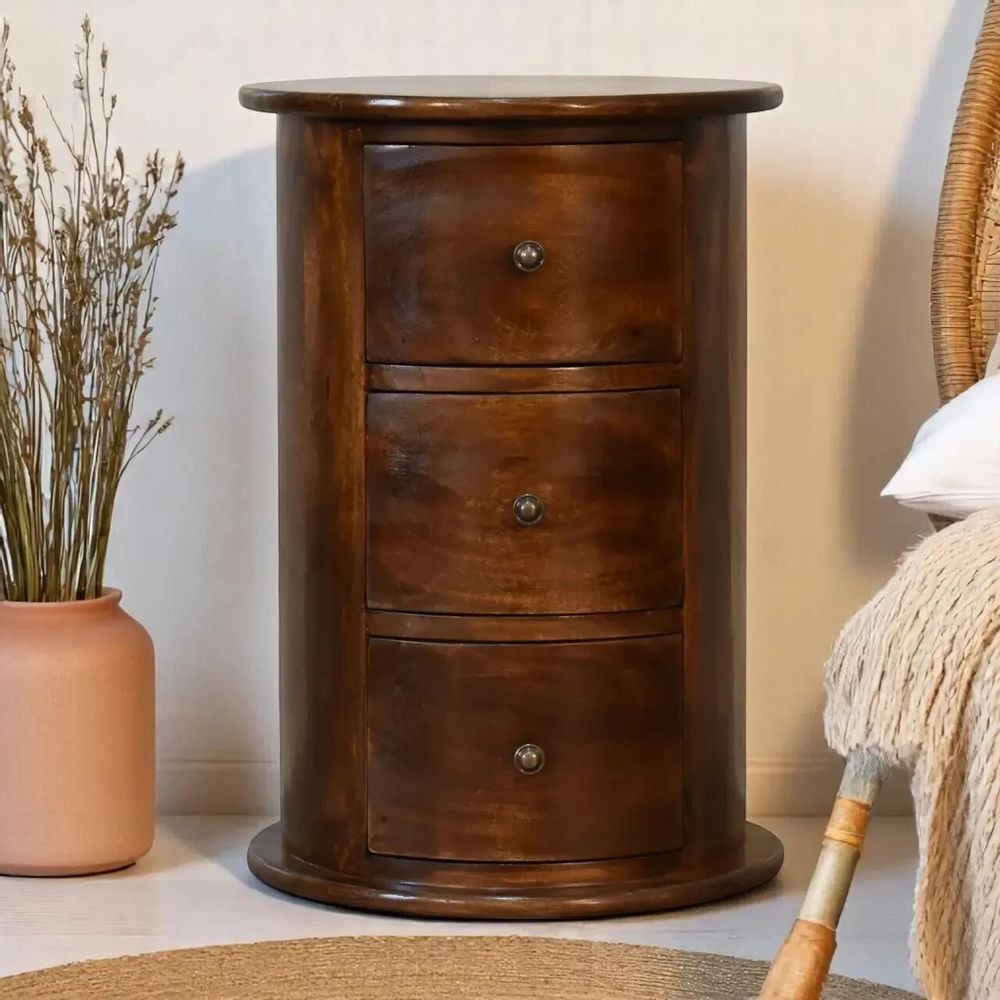 Night tables - Artisan Furniture Solid Wood Darcy Chestnut Nightstand, 1 Drawer, Dark Brown - ARTISAN FURNITURE