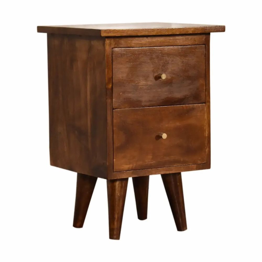Night tables - Artisan Furniture Solid Wood Chestnut Nightstand, 2 Drawers, Dark Brown - ARTISAN FURNITURE