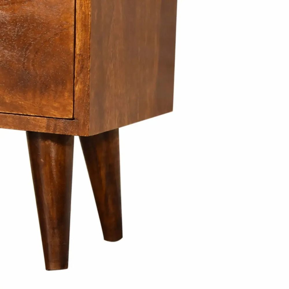 Night tables - Artisan Furniture Solid Wood Chestnut Nightstand, 2 Drawers, Dark Brown - ARTISAN FURNITURE