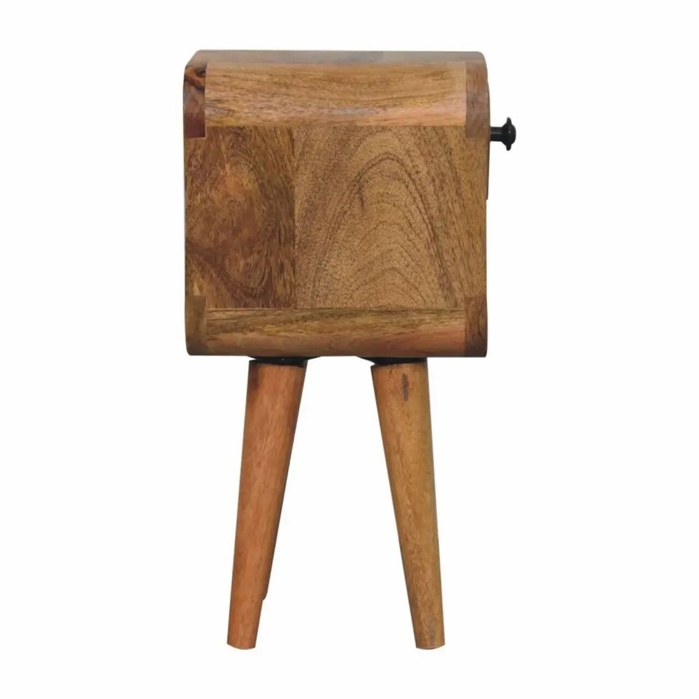 Night tables - Artisan Furniture Solid Wood Extra Mini Oak-ish Curve Lower Nightstand, 1 Drawer and Open Slot, Brown - ARTISAN FURNITURE